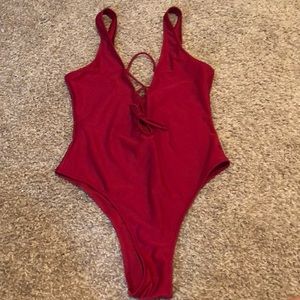 Red one piece swimsuit